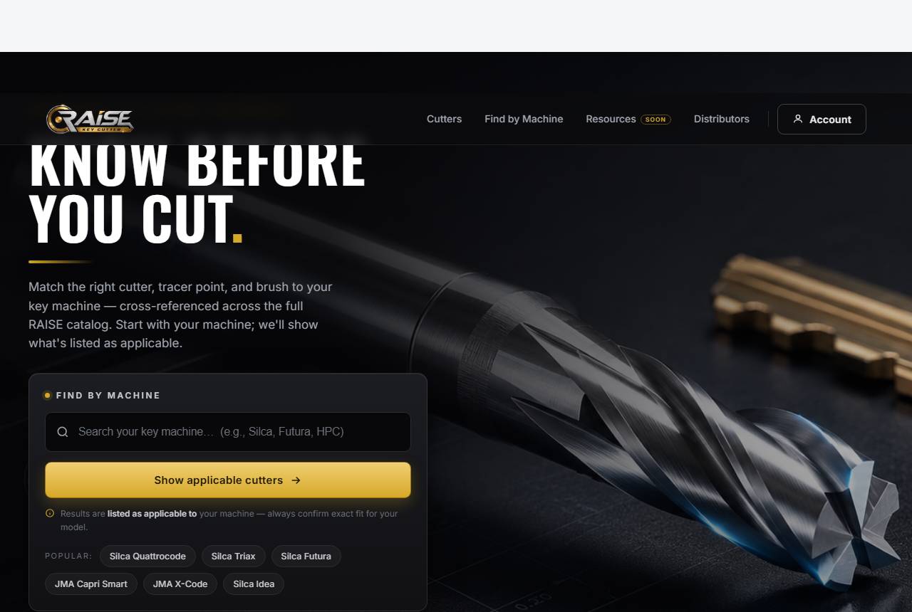 RAISE Key Cutter USA modernization concept website