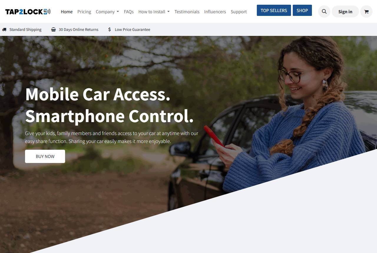 Tap2Lock smart access brand website